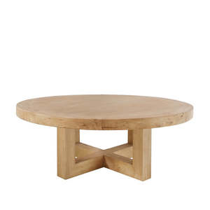 Round Cross Leg Pedestal Coffee Table 100cm - Natural