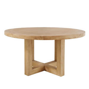 Round Cross Leg Pedestal Dining Table 150cm - Natural