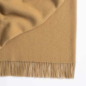 100% NZ Lambswool Weave Throw - Nevis Camel