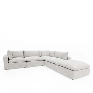 Whisper Modular 5-Piece Corner Sofa - Grounded Limestone (James Dunlop Fabric)