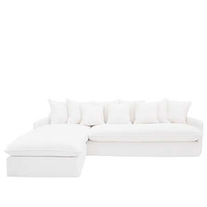 Products: Modular Alternating L Shaped Slip-Cover Sofa - White