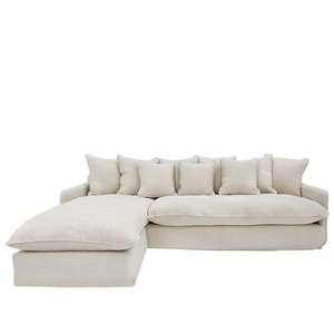 Furniture: Modular Alternating L Shaped Slip-Cover Sofa - Oatmeal