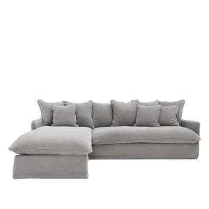 Modular Alternating L Shaped Slip-Cover Sofa - Cement