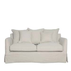 Hamptons Contemporary Two Seater Slip-Cover Sofa Bed - Beige