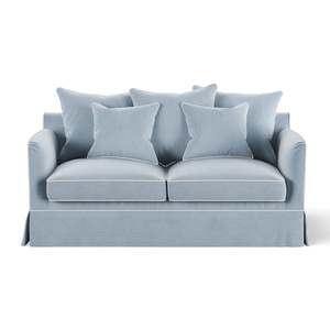 Hamptons Contemporary Two Seater Slip-Cover Sofa Bed - Beach