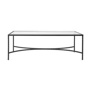 Coffee Tables: Rectangular Glass & Iron Coffee Table 120cm - Black
