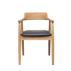 Dining Tables Chairs Benches: Leather & Ash Curved Back Dining Chair - Natural & Black