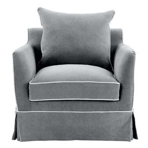 Hamptons Contemporary Slip-Cover Armchair - Grey
