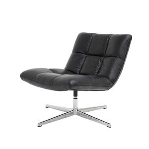 Occasional Chairs: Leather Swivel Accent Chair - Black