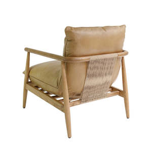 Leather & Cord Detail Armchair - Tan