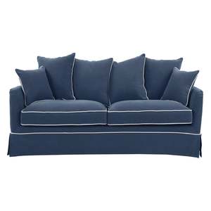 Hamptons Contemporary 2.5 Seater Slip-Cover Sofa - Navy