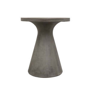 Outdoor Round Concrete Pedestal Dining Table 75cm - Cement Grey