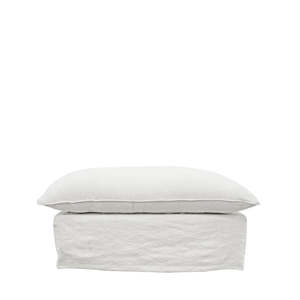 White Furniture: Relaxed Slip-Cover Ottoman - White
