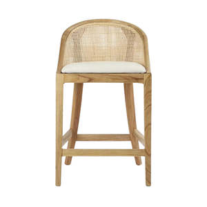 Hamptons: Hoop Back Wood & Rattan Counter Stool 65cm - Natural