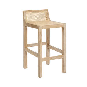 Timber & Rattan Counter Stool 65cm - Natural