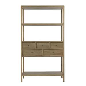 Solid Elm Coastal Country Five Drawer Shelf - Natural