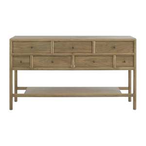 Hamptons: Solid Elm Coastal Country Seven Drawer Console - Natural