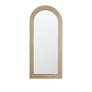 Coastal Farmhouse Reclaimed Elm Floor Leaner Mirror - Natural