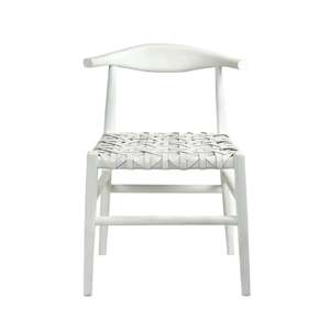 Products: Teak & Leather Elbow Dining Chair - White
