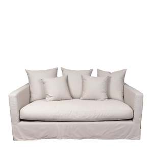 Spacious Two Seater Slip-Cover Sofa 180cm - Sand