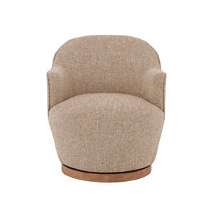 Products: Boucle & Light Oak Swivel Occasional Chair - Caramel & Natural