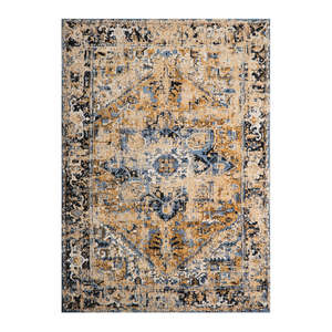 Turkish Style Distressed Rug 3m x 4m - Blue & Orange Tones