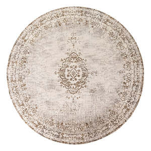 Turkish Style Round Distressed Rug 250cm - Faded Grey Tones