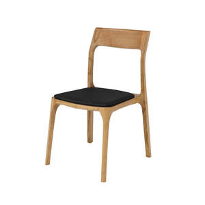 Ash & Leather Stackable Dining Chair - Natural Stain & Black