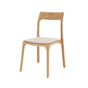 Ash & Leather Stackable Dining Chair - Natural Stain & Beige