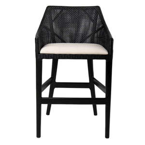 Stools: Calypso Rattan & Mahogany Counter Stool 65cm - Black