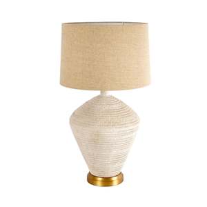 Textured Sandstone Table Lamp & Linen Shade