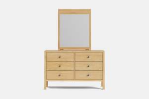 Bedroom Drawers: Andes 6 Drawer Dresser & Mirror - Pine