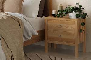 Bedside Tables: Andes 2 Drawer Bedside Table - Ash