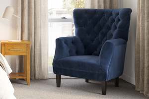Wingback Sofa/Occasional Chair – Navy Velvet
