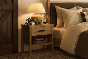 Bedside Tables: Andes 1 Drawer Bedside Table - Pine