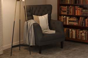 Wingback Sofa/Occasional Chair – Charcoal Fabric