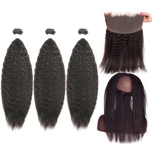 Bundles: Afro-Straight hair bundles with Lace Frontal