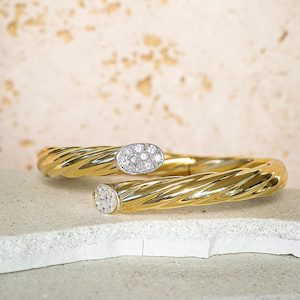 Products: Soleil - 14-carat yellow gold rope bangle with diamonds - Coco Florence