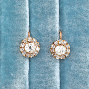 Hine - Victorian 18ct gold cluster style diamond earrings - Coco Florence