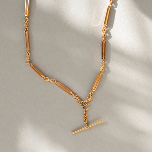 Alice - Handmade 22ct antique Albert fob chain with bolt ring clasp.   - Coco Florence