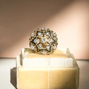 Products: Raina - Yellow Gold Diamond & Enamel Ring - Coco Florence