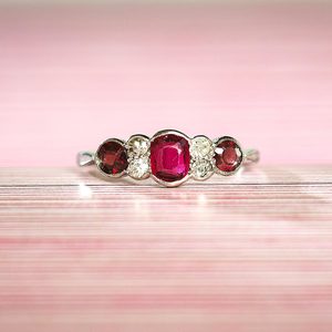 Products: Rosa - Handmade 18 Carat White Gold Garnet & Diamond Ring