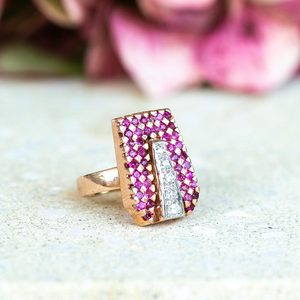 Products: Rose - 10-carat rose & white gold ruby and diamond ring - Coco Florence