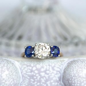 Products: Rosie - 9ct yellow gold & platinum diamond and sapphire ring - Coco Florence