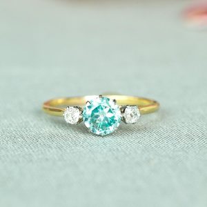 Siobhan - Art deco Zircon and diamond 3 stone ring