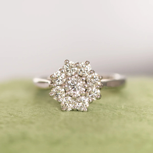 Products: Tessa - Platinum and diamond cluster ring - Coco Florence