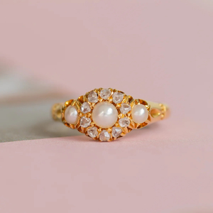 Victoria - Vintage handmade 18ct yellow gold diamond cluster ring - Coco Florence