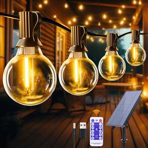 Best Sellers: Solar String Lights Outdoor G40 Patio Lights with LED Shatterproof Bulbs,Weatherproof Hanging Lights for Backyard Bistro (Choose Length & Colour)