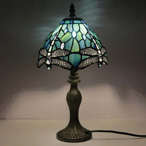 LIMITED Edition - Vintage "Dragonfly" Tiffany Stained Glass Table Lamp, Resin Ba&hellip;