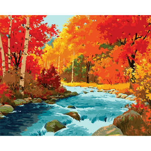 Forest river DIY Painting By Numbers Acrylic Paint By Numbers HandPainted Oil Pa&hellip;